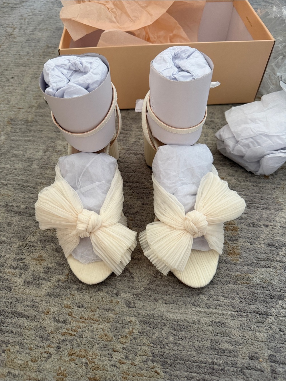 Loeffler Randall Cream Bow Front Women’s Heeled Sandals